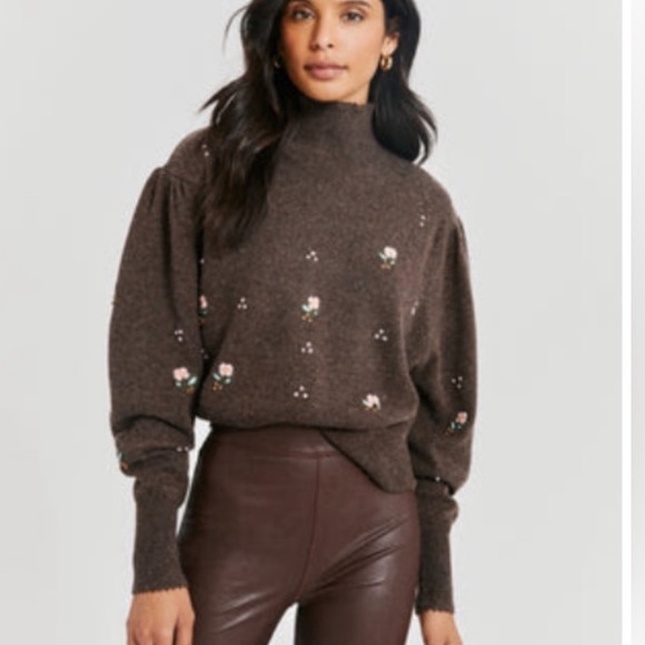 Something Navy chocolate brown turtleneck - Picture 1 of 4